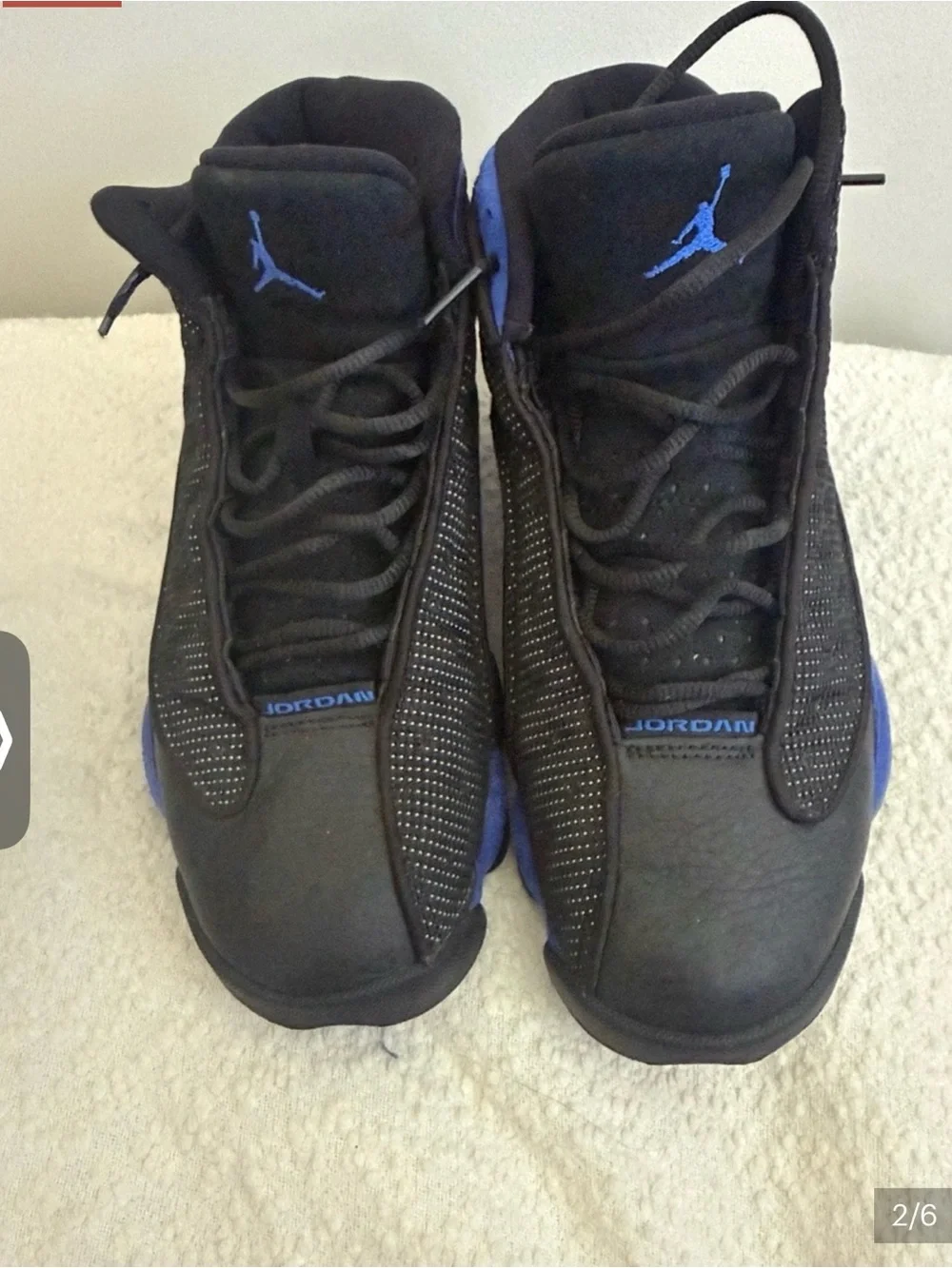 Jordan Black and Royal Blue High-Top Basketball Sneakers